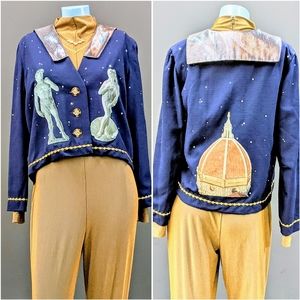 Whimsical Cropped Apollo and Venus Blazer